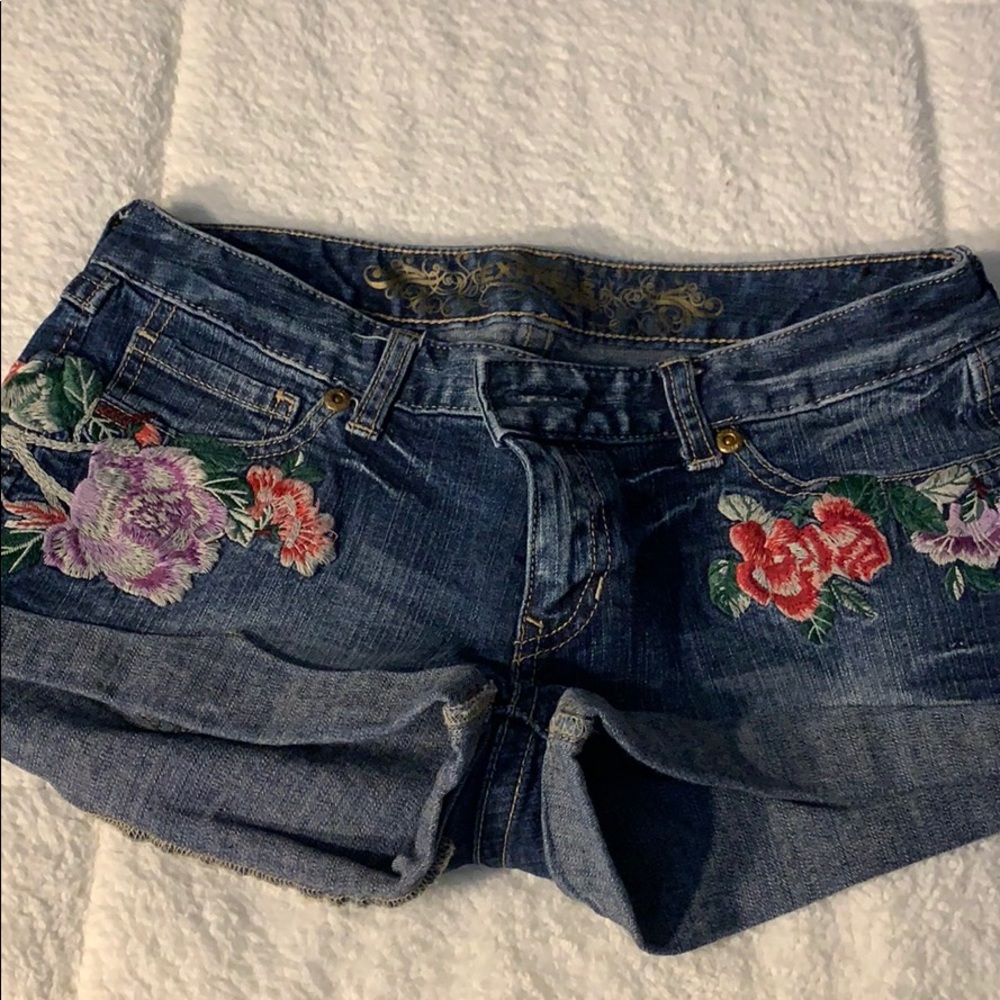 Floral jean shorts